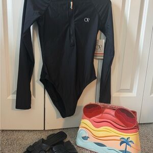 OP Black Long Sleeve One Piece Swimsuit